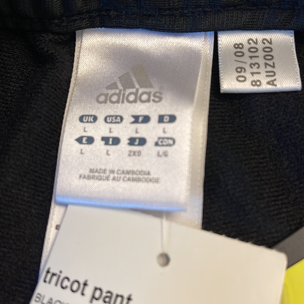 Adidas men’s black, three stripes tri cot pant NWT new perfect men’s large L - Picture 6 of 10
